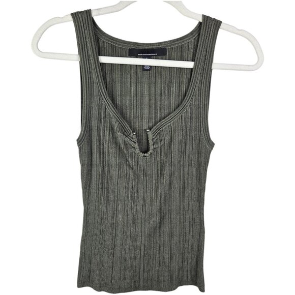 White House Black Market Ribbed Hardware Tank WHBM Olive Green Size Small - Picture 9 of 9